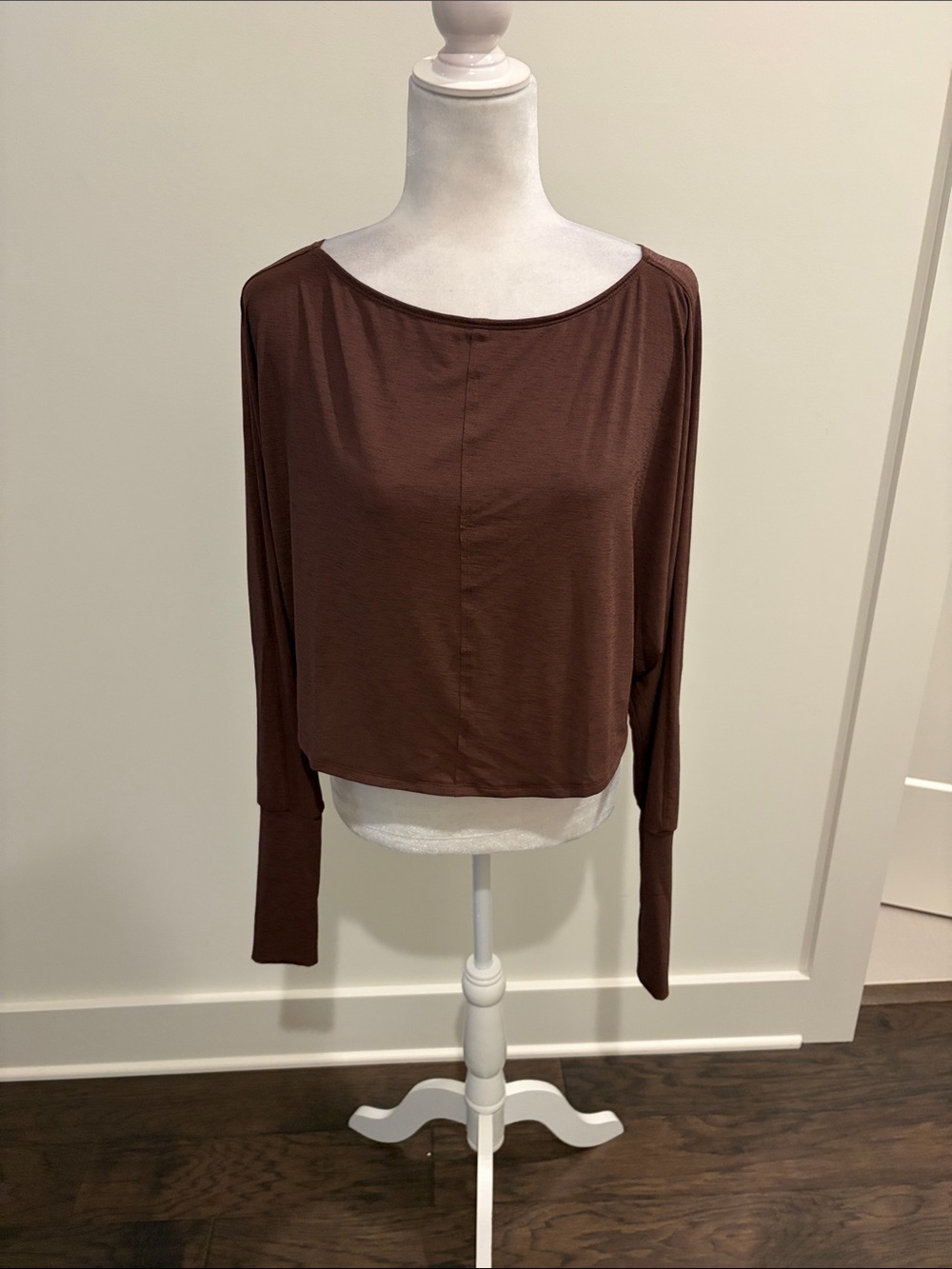 FP Movement by Free People Chocolate Brown Long Sleeve Cropped Tee